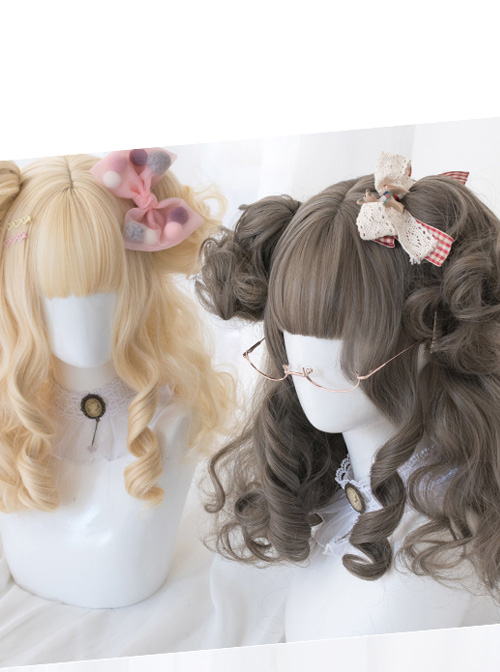 Cute Golden Short Curly Hair Sweet Lolita Wigs