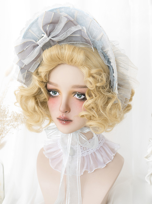 Golden Elegant Short Curly Hair Classic Lolita Wigs