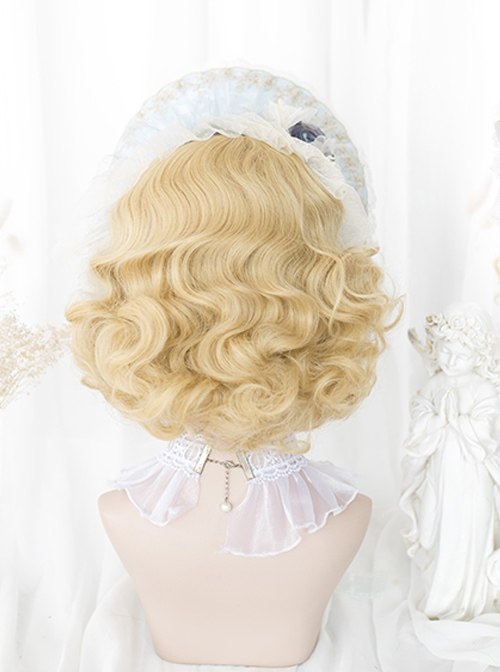 Golden Elegant Short Curly Hair Classic Lolita Wigs