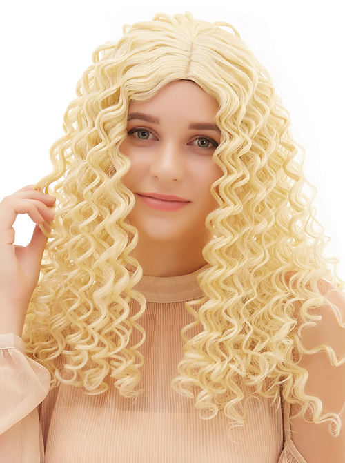 Golden Long Hair Centre-parted Small Curly Sweet Lolita Wigs