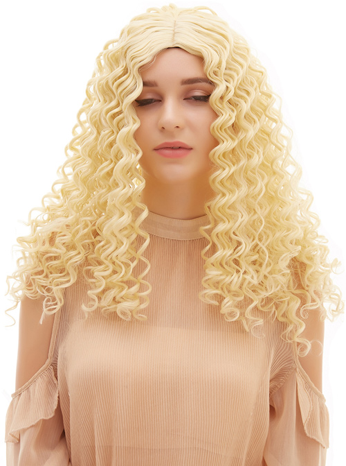 Golden Long Hair Centre-parted Small Curly Sweet Lolita Wigs