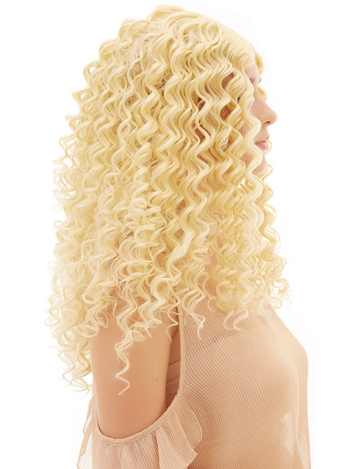 Golden Long Hair Centre-parted Small Curly Sweet Lolita Wigs