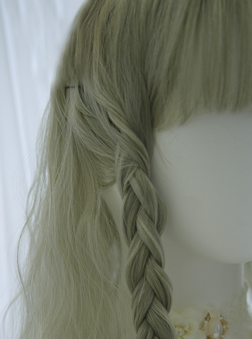 Tea Elves Gray Green Long Curly Hair Classic Lolita Wigs