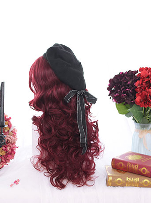 Dark Red Wool-curl Small Curly Hair Classic Lolita Wigs