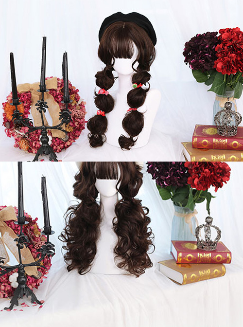 Wool Curl Medium Length Curly Hair Classic Lolita Wigs