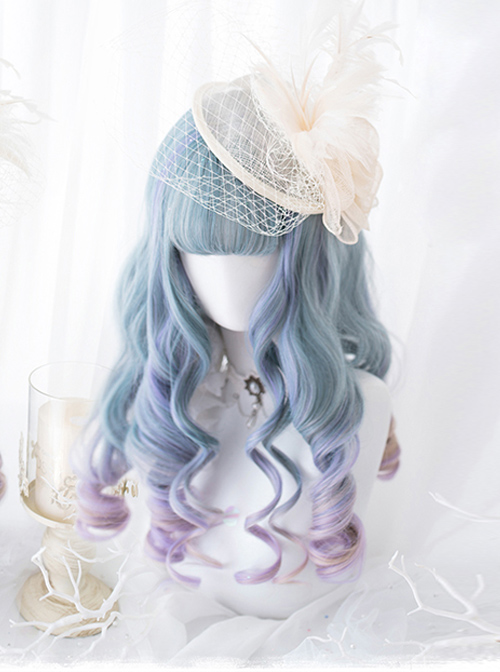 Blue Purple Mix Gradient Long Curly Hair Classic Lolita Wigs