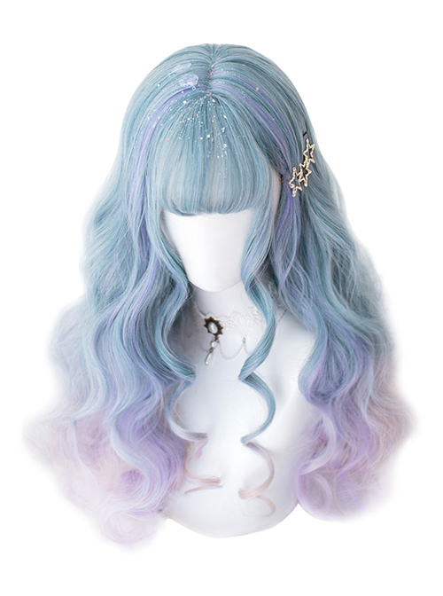Blue Purple Mix Gradient Long Curly Hair Classic Lolita Wigs