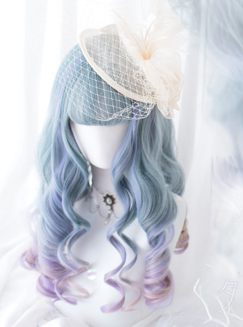 Blue Purple Mix Gradient Long Curly Hair Classic Lolita Wigs