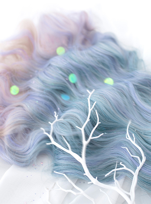 Blue Purple Mix Gradient Long Curly Hair Classic Lolita Wigs