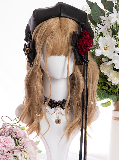 Vitality Cute Brown Tiny Noodle Curl Medium Length Curly Hair Classic Lolita Wigs