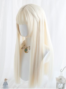 Milk White Long Straight Hair Classic Lolita Wigs