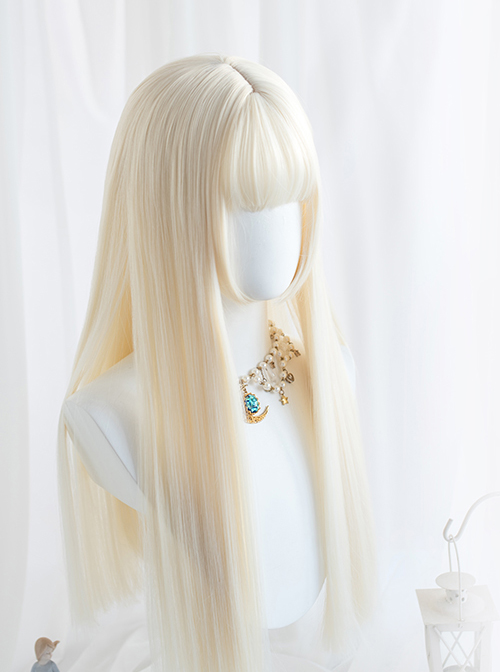 Milk White Long Straight Hair Classic Lolita Wigs