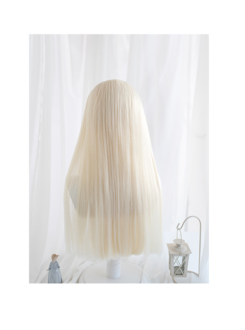 Milk White Long Straight Hair Classic Lolita Wigs