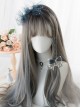 Gray Highlights Blue Gradient Long Curly Hair Classic Lolita Wigs