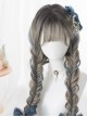 Gray Highlights Blue Gradient Long Curly Hair Classic Lolita Wigs