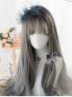 Gray Highlights Blue Gradient Long Curly Hair Classic Lolita Wigs