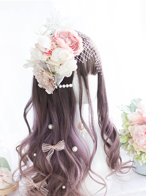 Astrological Girls Purple Gradient Long Curly Hair Classic Lolita Wigs