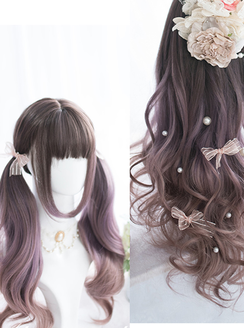 Astrological Girls Purple Gradient Long Curly Hair Classic Lolita Wigs