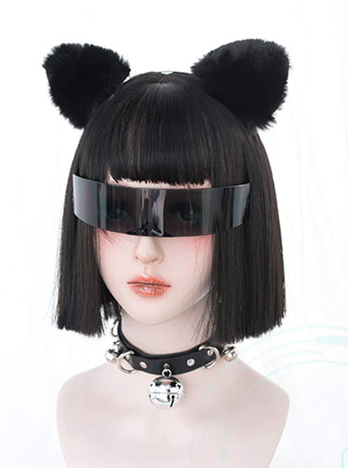 Natural Black Short Straight Hair Harajuku Gothic Lolita Wigs