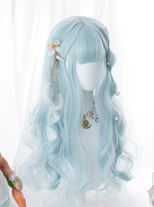 Water Blue Long Curly Hair Sweet Lolita Wigs