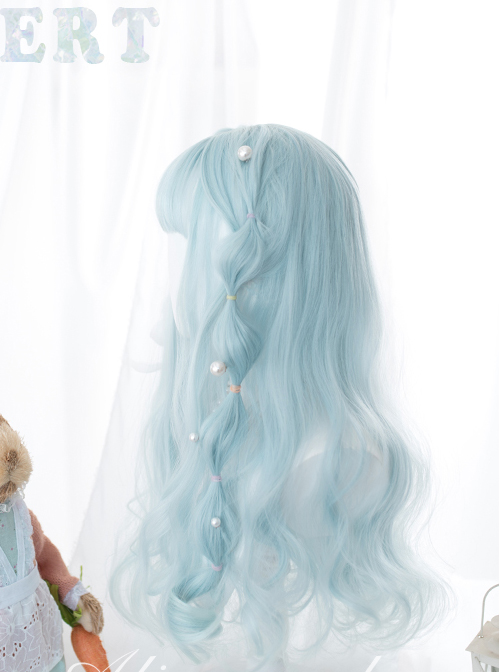 Water Blue Long Curly Hair Sweet Lolita Wigs