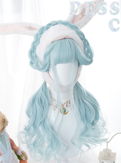 Water Blue Long Curly Hair Sweet Lolita Wigs