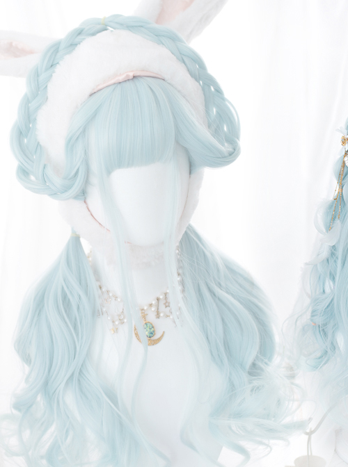 Water Blue Long Curly Hair Sweet Lolita Wigs