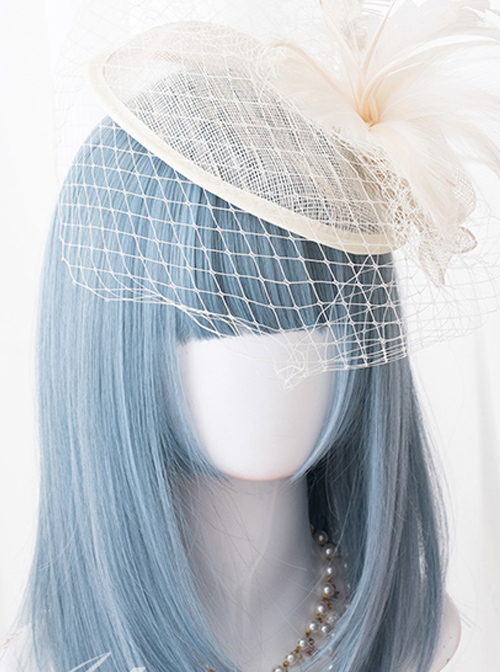 Harajuku Blue Medium Length Straight Hair Classic Lolita Wigs