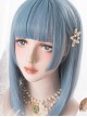 Harajuku Blue Medium Length Straight Hair Classic Lolita Wigs