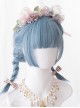 Harajuku Blue Medium Length Straight Hair Classic Lolita Wigs