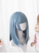 Harajuku Blue Medium Length Straight Hair Classic Lolita Wigs