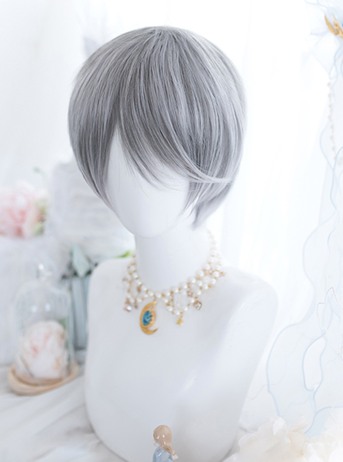 Frost Gray Mixed Short Hair Classic Prince Lolita Wigs