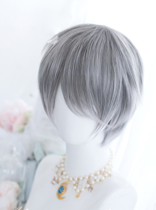 Frost Gray Mixed Short Hair Classic Prince Lolita Wigs