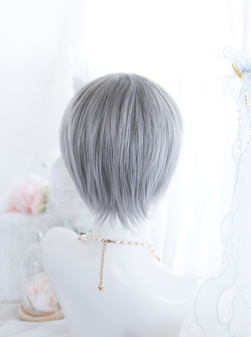 Frost Gray Mixed Short Hair Classic Prince Lolita Wigs