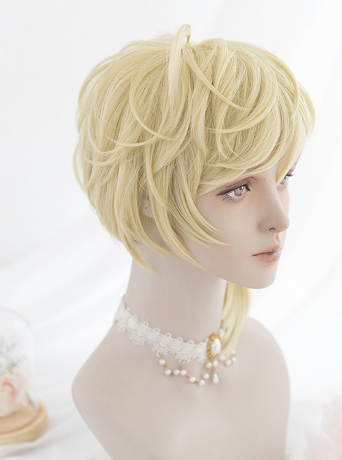 Light Mustard Color Handsome Short Hair Prince Gothic Lolita Wigs