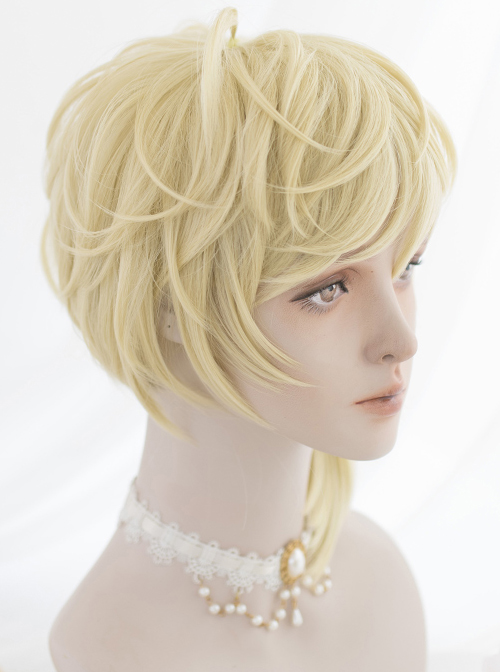 Light Mustard Color Handsome Short Hair Prince Gothic Lolita Wigs