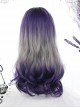 Grape Soda Series Purple Gray Gradient Gothic Lolita Long Curly Wigs