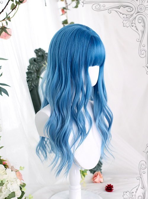 Homochromatic Blue Gradient Long Curly Classic Lolita Wigs