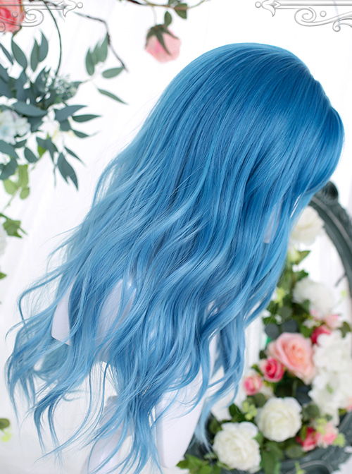 Homochromatic Blue Gradient Long Curly Classic Lolita Wigs