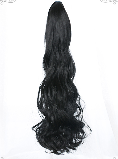 Single Long Curly Ponytail Plait Classic Lolita Medium Length Wigs