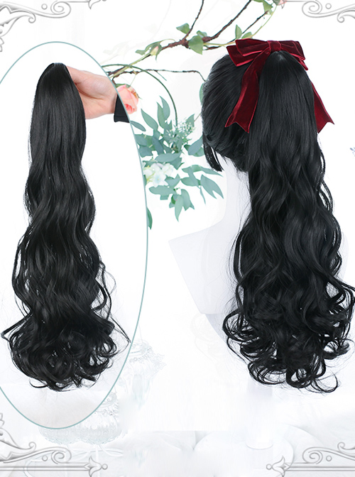 Single Long Curly Ponytail Plait Classic Lolita Medium Length Wigs