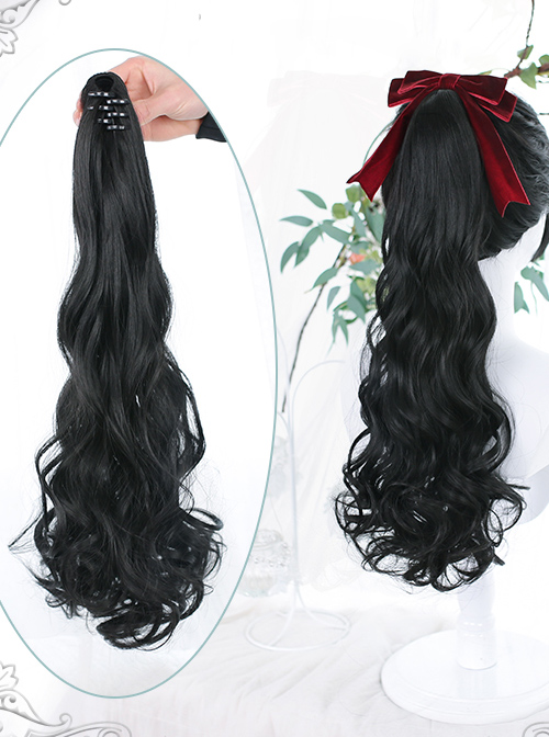 Single Long Curly Ponytail Plait Classic Lolita Medium Length Wigs