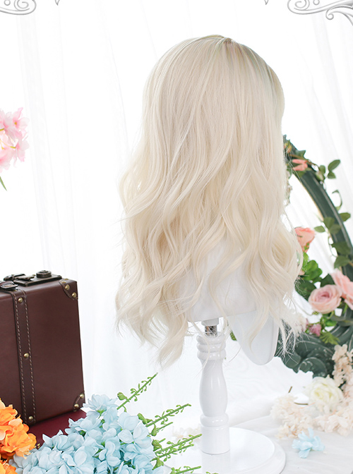 Gentle Golden Long Curly Wig Head Top Multicolor Sweet Lolita Wigs