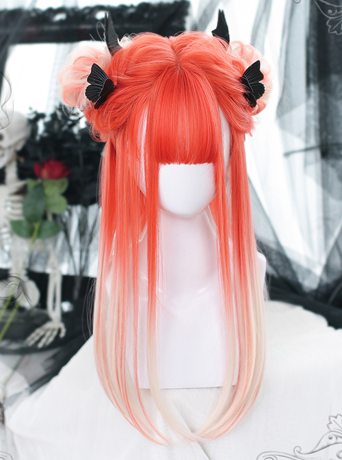 Orange Gradient Long Straight Wig Classic Lolita Wigs
