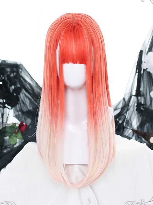 Orange Gradient Long Straight Wig Classic Lolita Wigs