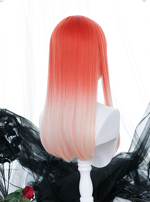 Orange Gradient Long Straight Wig Classic Lolita Wigs