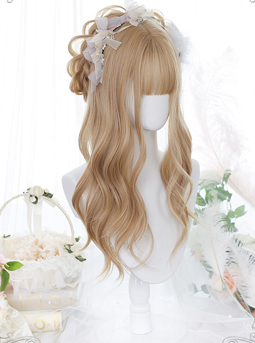 Caramel Golden Gentle Micro-curly Long Curly Wig Classic Lolita Wigs