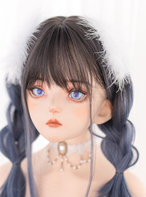 Black-brown Gradient Gray-blue Long Straight Wig Gothic Lolita Wigs