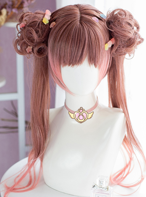 Brown-pink Gradient Original Version Double Ponytail Wig Sweet Lolita Wigs