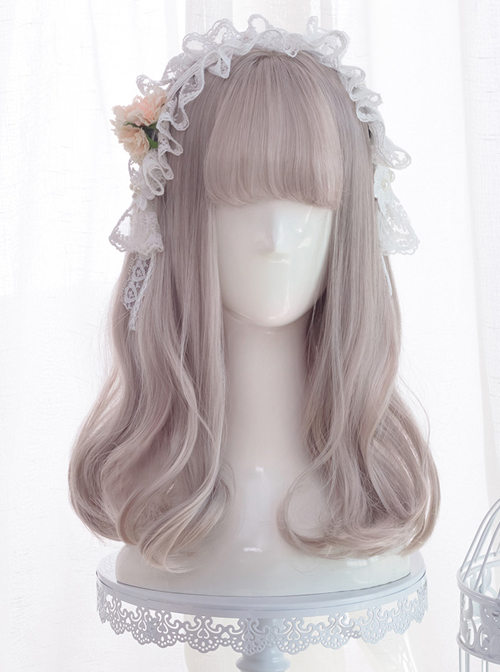 Harajuku Gray-pink Sweet Lolita Long Curly Wigs